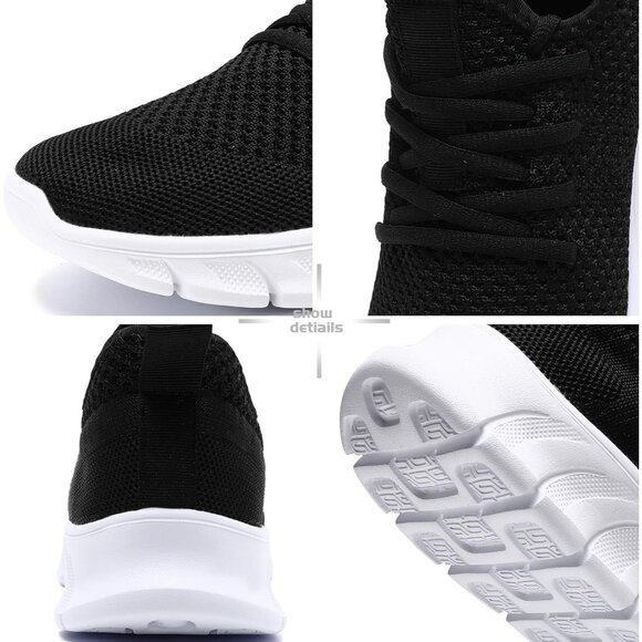 Women Black Running Tennis Walking Shoes Lightweight Slip On Workout Sneakers - Picture 5 of 7